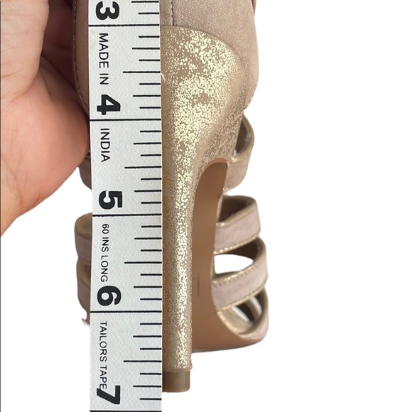 Ann Taylor Loft Women's peep toe glitter crossing strap dance sandals, Gold, 5.5 - Picture 9 of 11